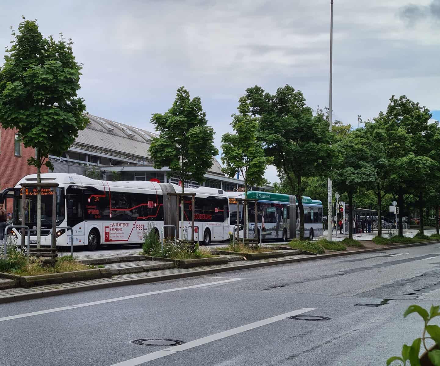 Busse vor Hauptbahnhof in Kiel